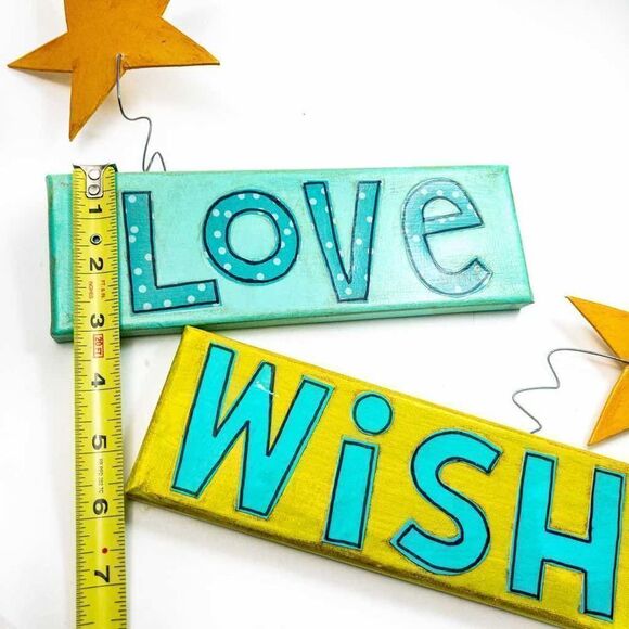 Handmade “Love” & “Wish” Inspiration Wall Art Mixed Media - Picture 9 of 9